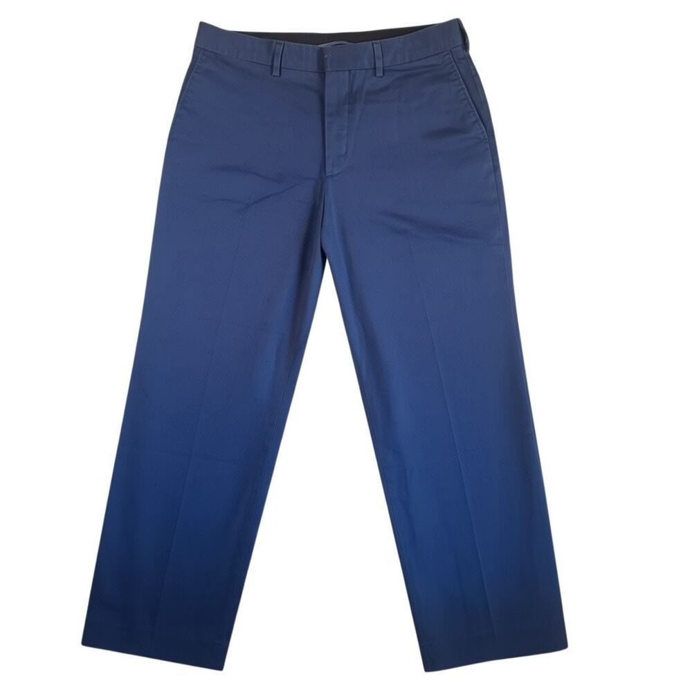 Lands' End Men's Traditional Fit Navy Blue Cotton Chino Pants Classic Preppy- 33